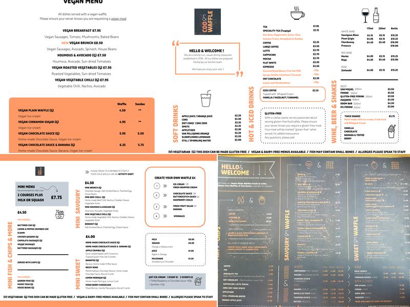 Cod & Waffle, Menu