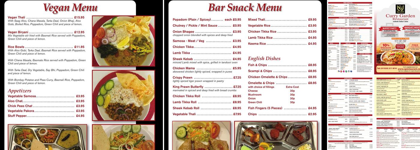 Curry Garden & Horse Shoes Menu