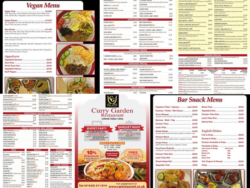 Curry Garden & Horse Shoes Menu