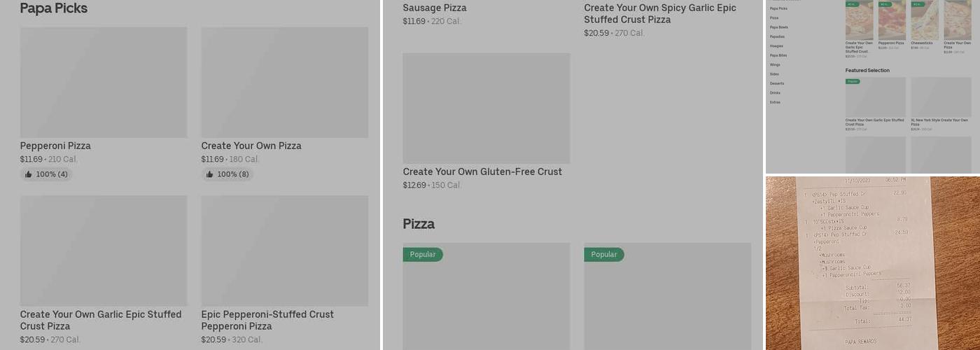 Papa Johns Pizza Menu