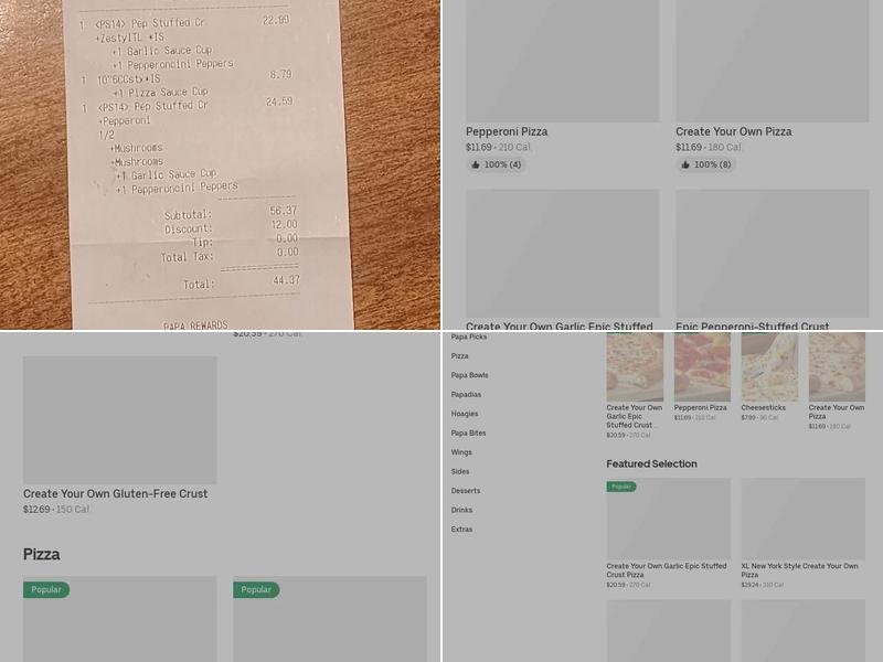 Papa Johns Pizza Menu