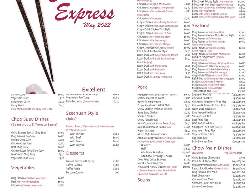 China Express Menu