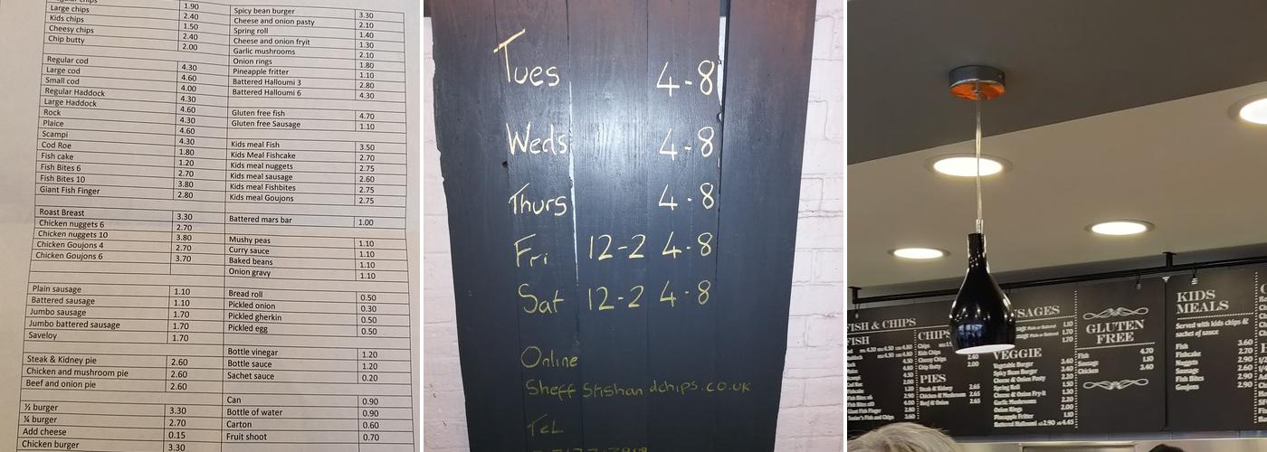 Sheff's Fish & Chips Menu