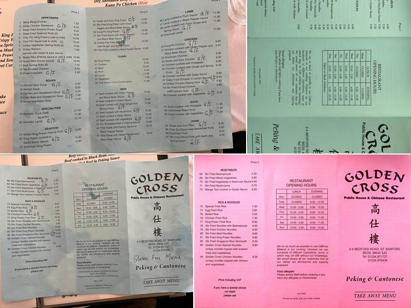 The Golden Cross Menu