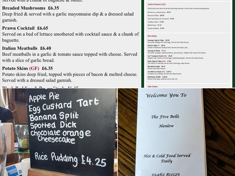 The Five Bells Menu