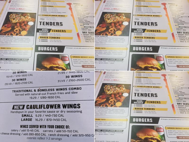 Buffalo Wild Wings Menu