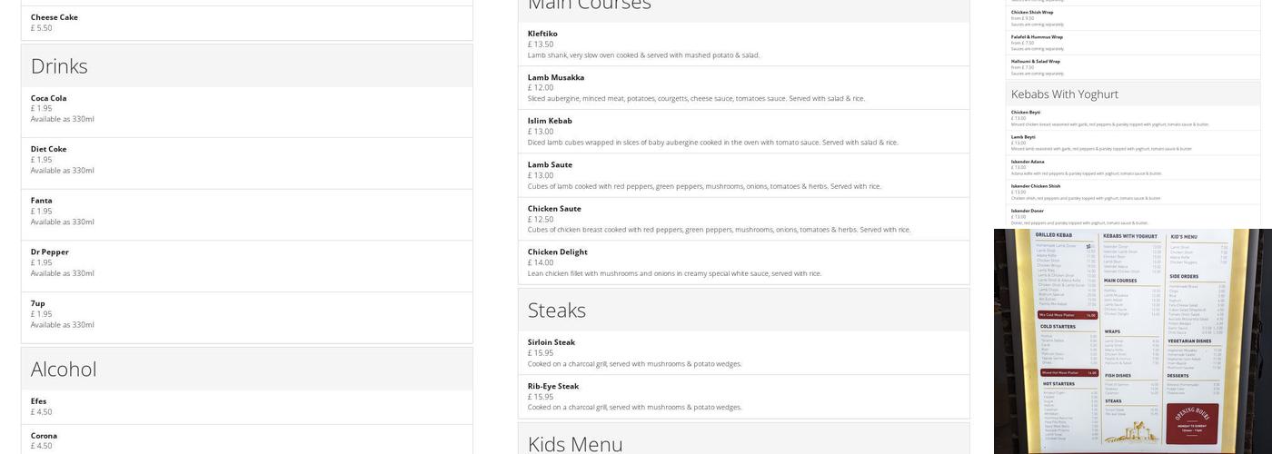 New Bodrum Turkish Restaurant | St Neots Menu