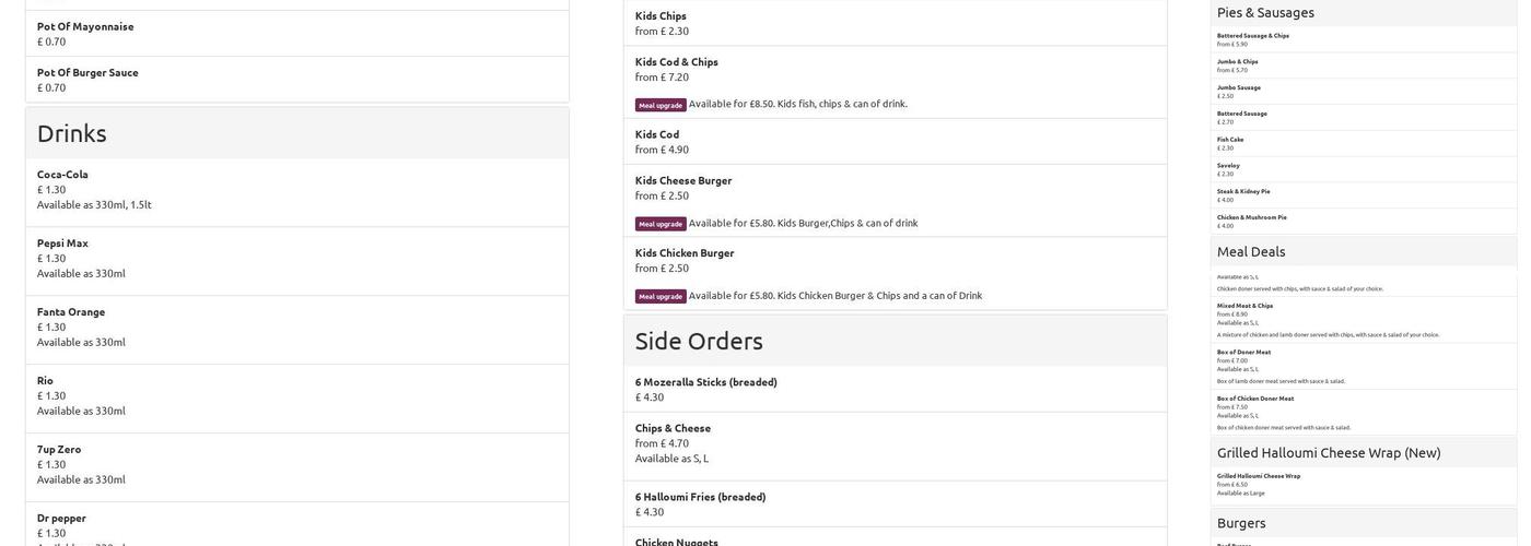 Town Fryer Sandy Menu