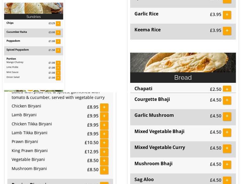 Alibaba Home Delivery Menu