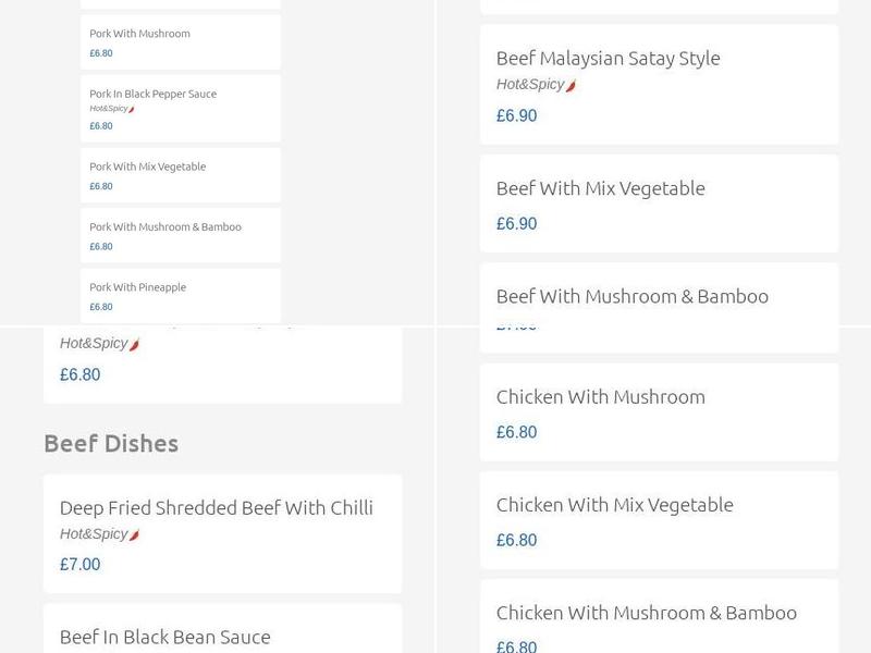 rice chinese restaurant Menu