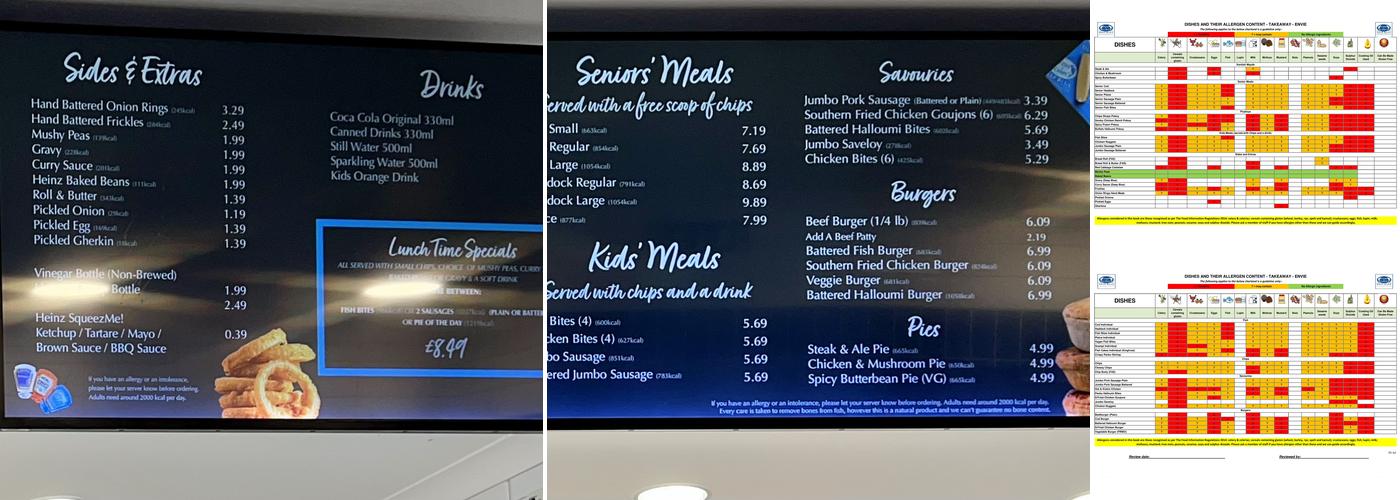 Deep Blue Fish & Chips Menu