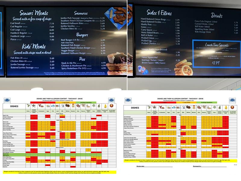 Deep Blue Fish & Chips Menu