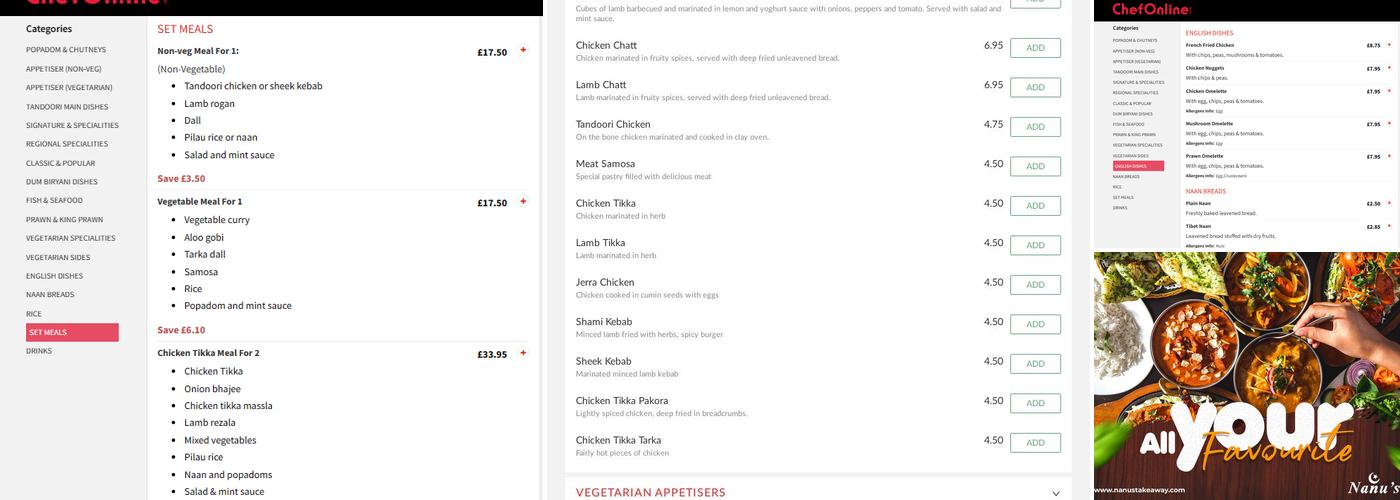 Nanu's Takeaway Menu