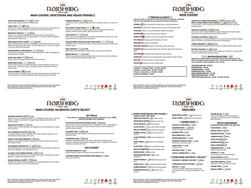 Rajbhoog Restaurant Menu
