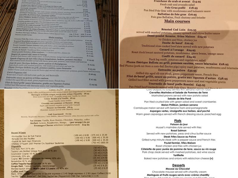 The Carpenters Arms Menu