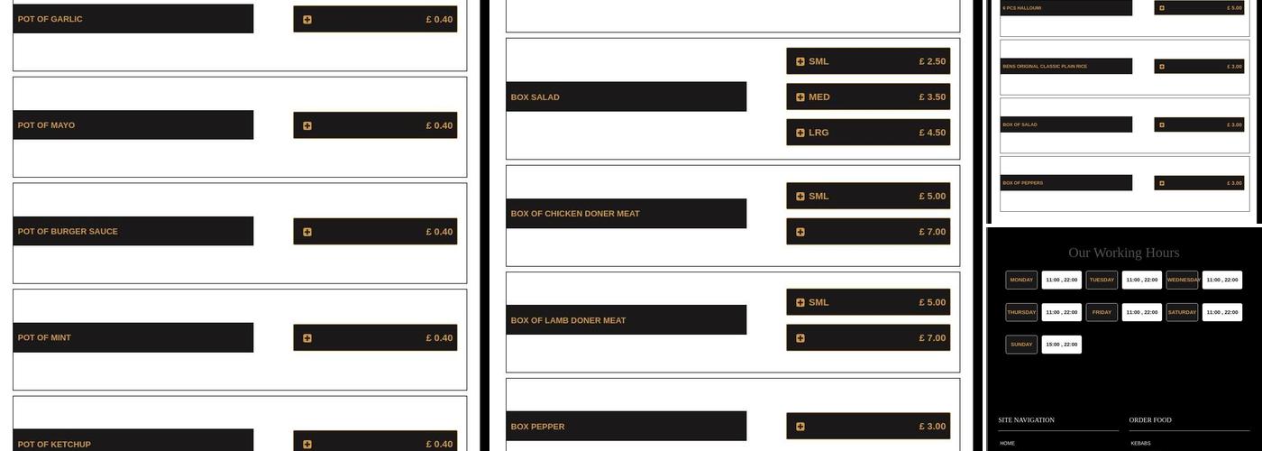 Superb Kebab House Menu