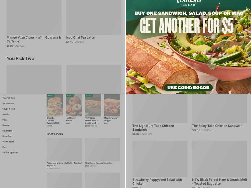 Panera Bread Menu