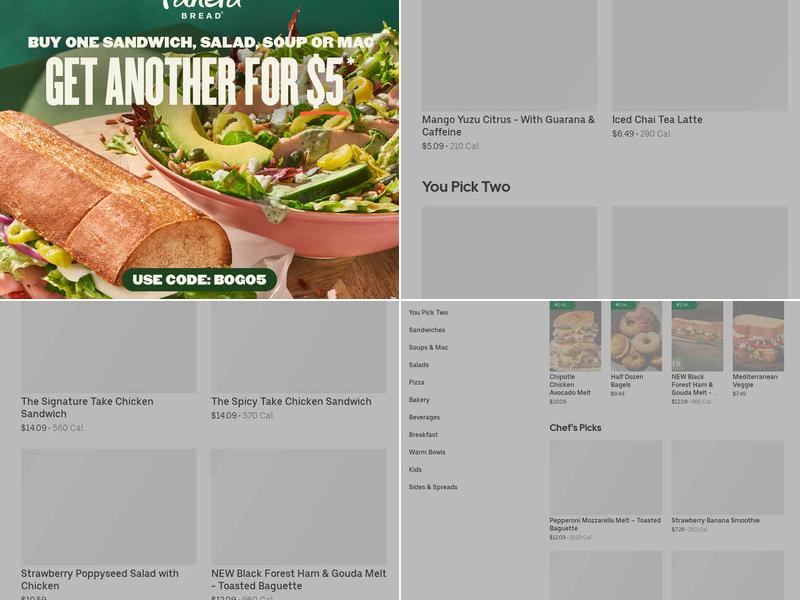 Panera Bread Menu