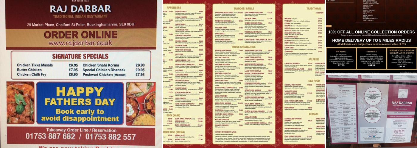 Raj Darbar Menu