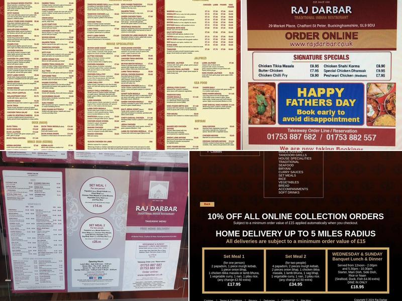 Raj Darbar Menu