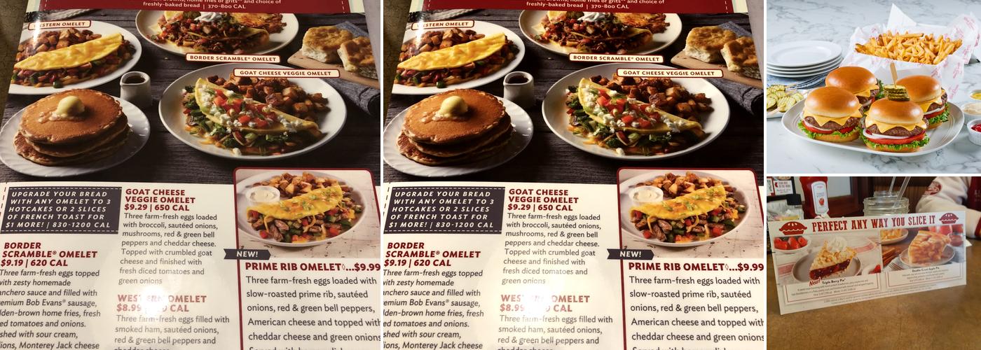 Bob Evans Menu