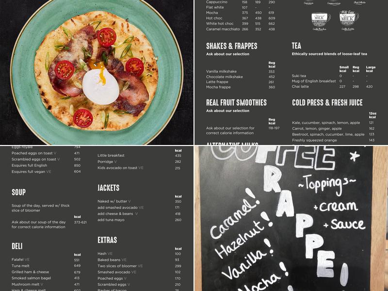 Esquires Coffee Menu