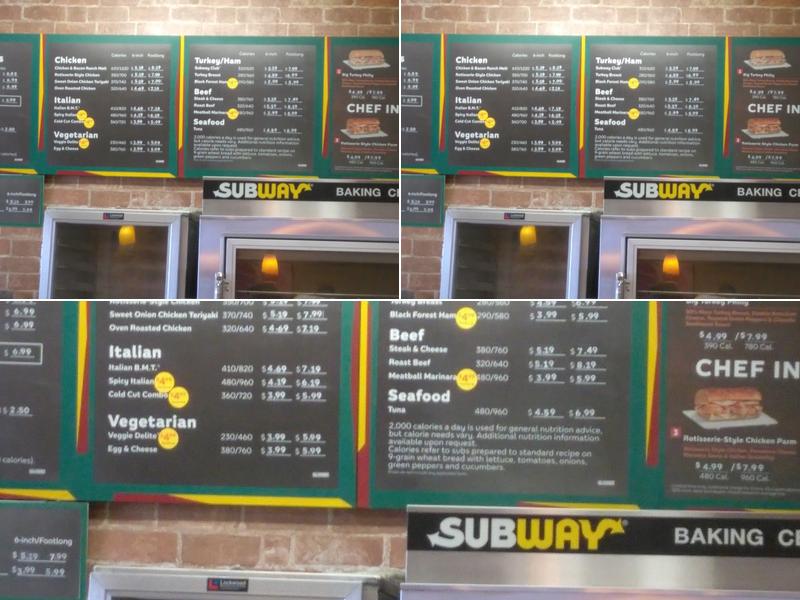 Subway Menu