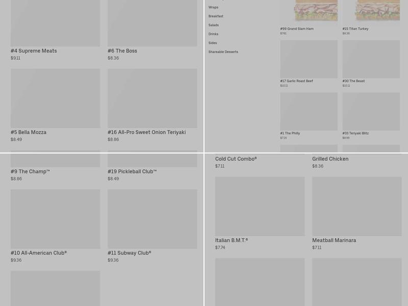 Subway Menu