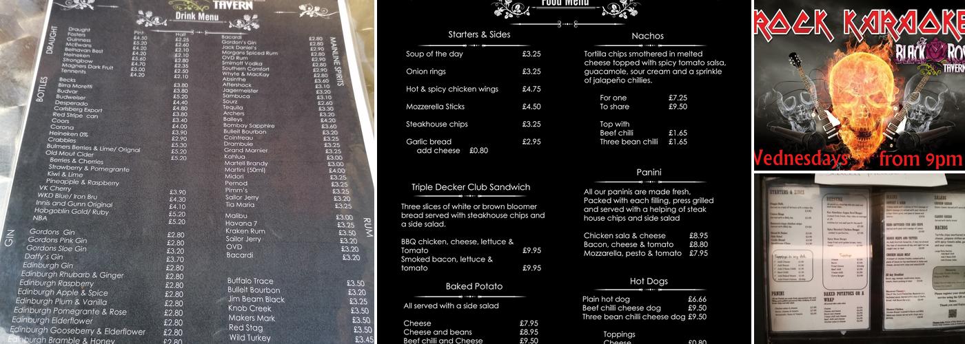 The Black Rose Tavern Menu