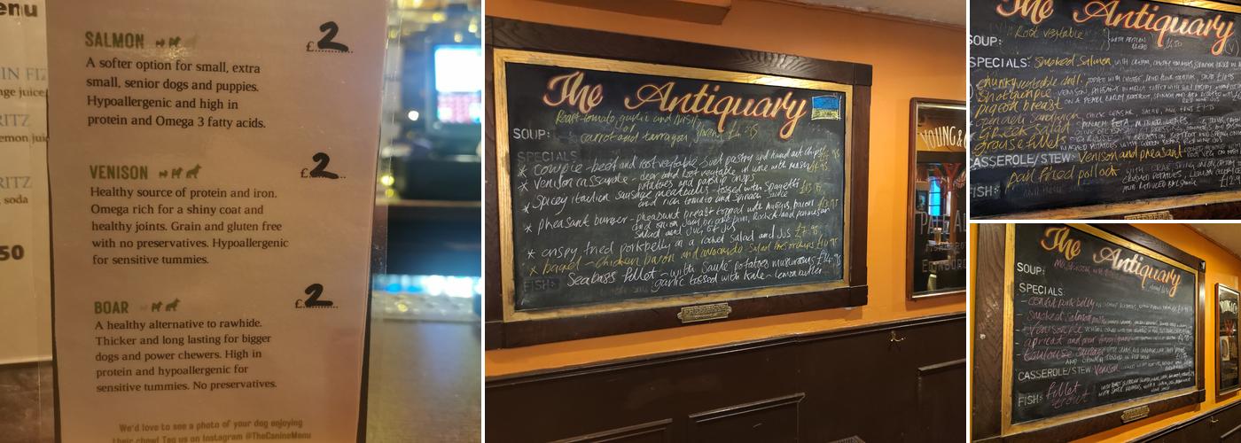 The Antiquary Bar Menu