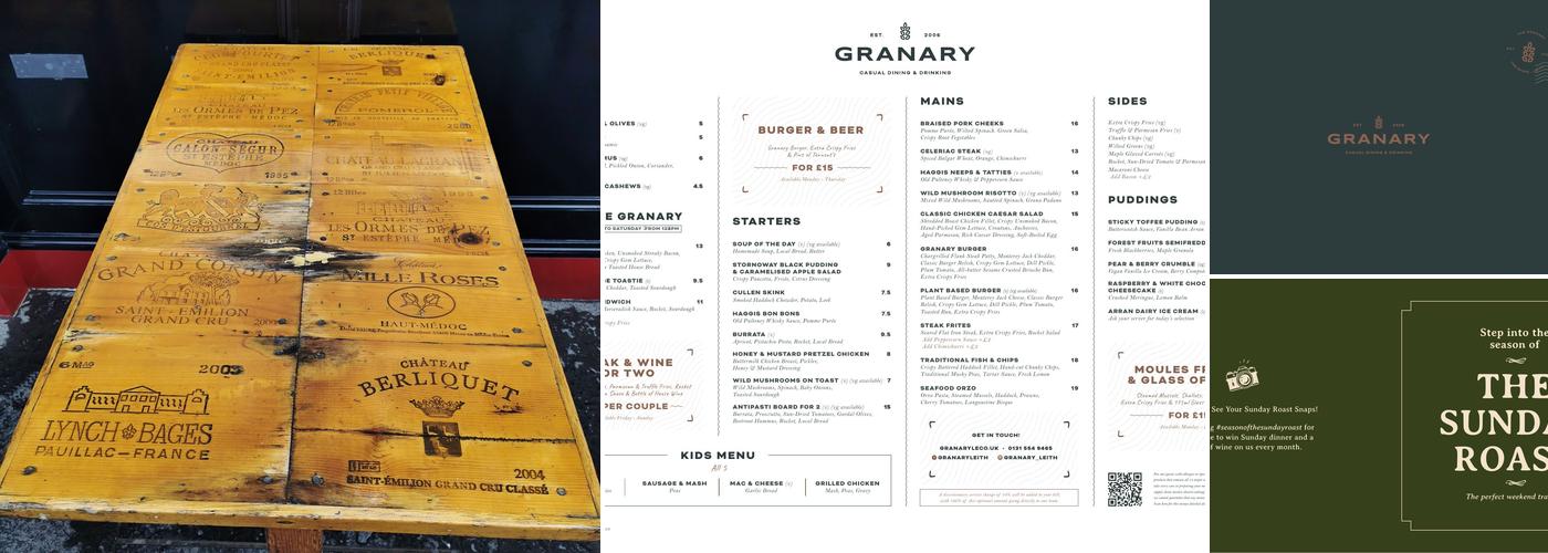 The Granary Menu