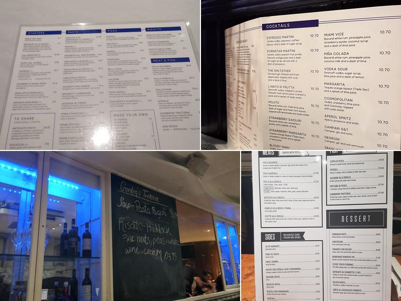 Gordon's Trattoria Menu