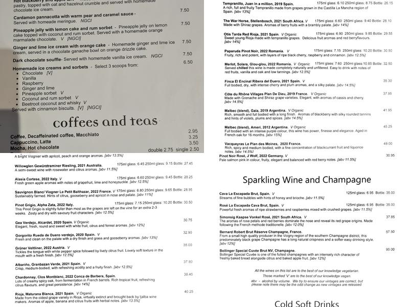 David Bann Restaurant Menu