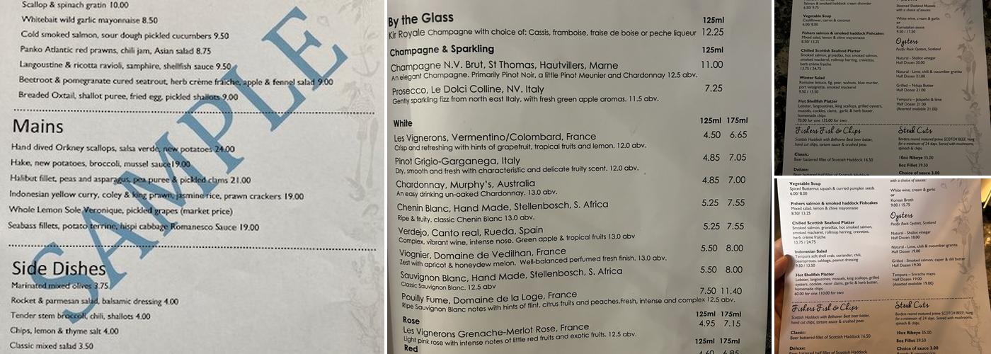 Fishers In The City Menu