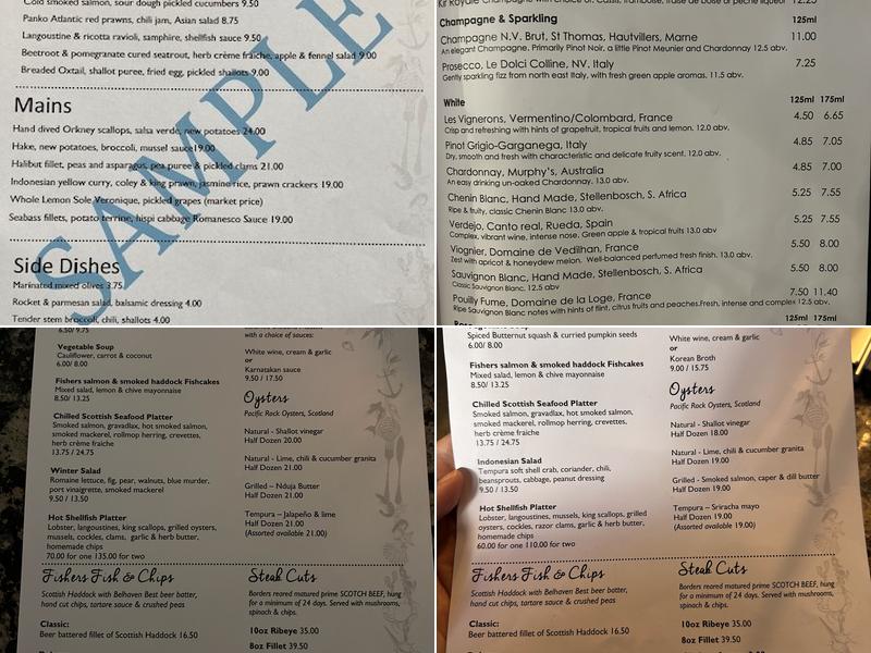 Fishers In The City Menu