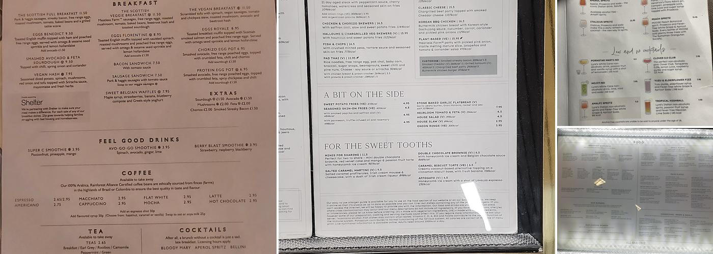 All Bar One Edinburgh Airport Menu