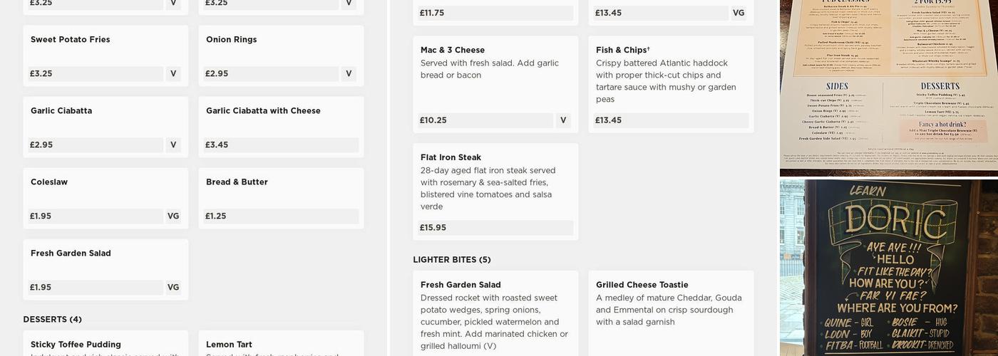 Old Blackfriars Menu