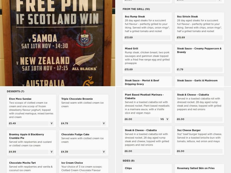 The Old Schoolhouse Menu