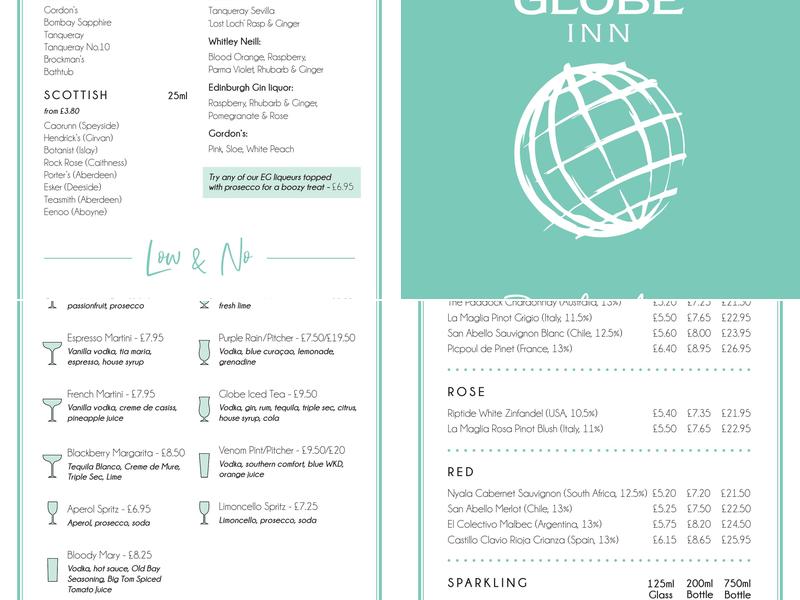 The Globe Inn Menu