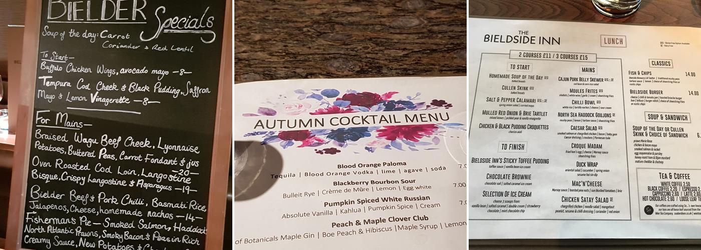 The Bieldside Inn Menu
