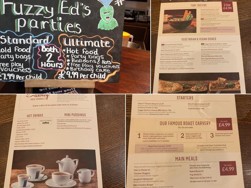 Toby Carvery Cocket Hat Menu