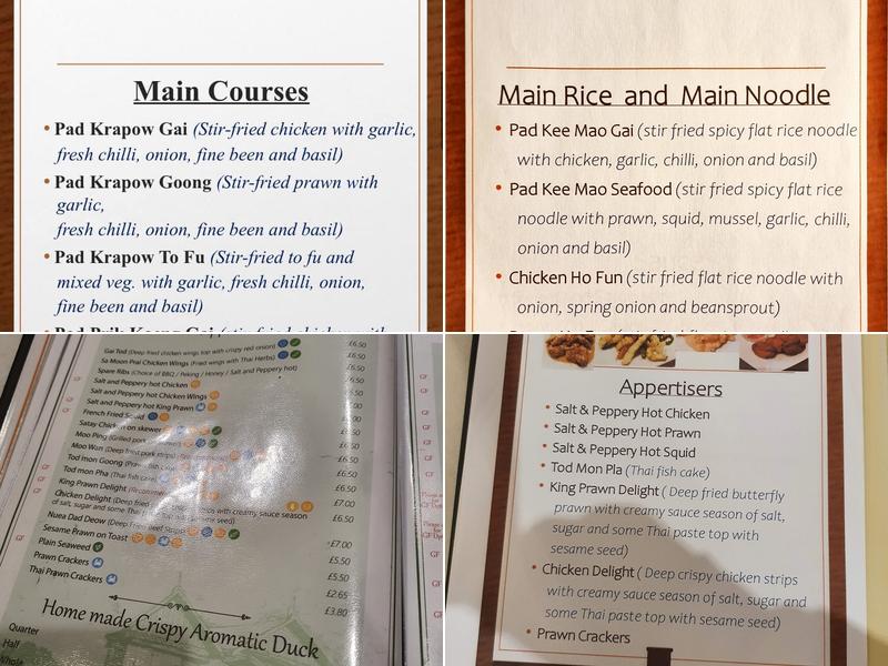 Siam Cottage Menu