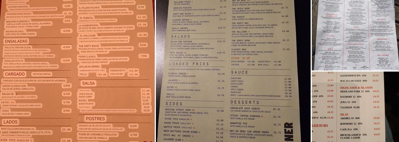Duke's Corner Menu