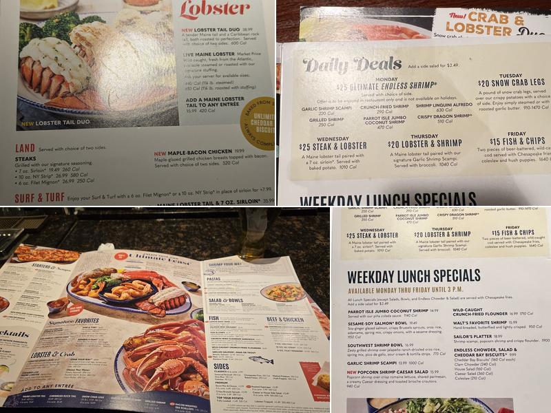 Red Lobster Menu