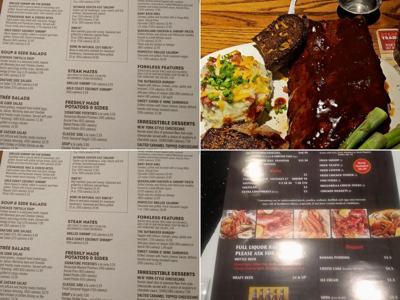 Outback Steakhouse Menu