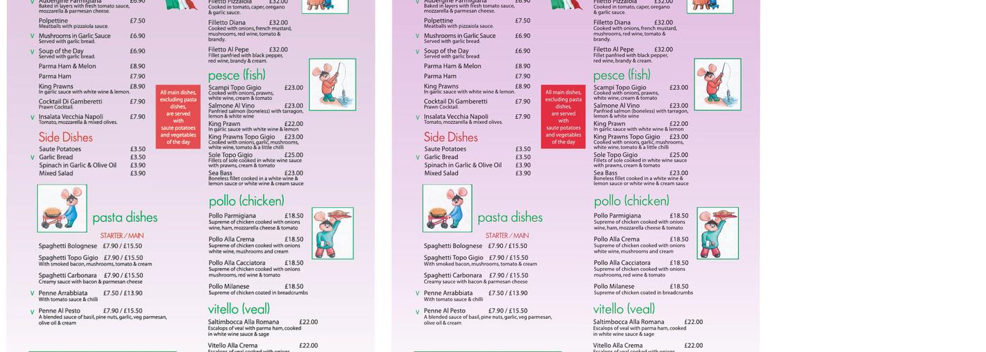 Topo Gigio Menu