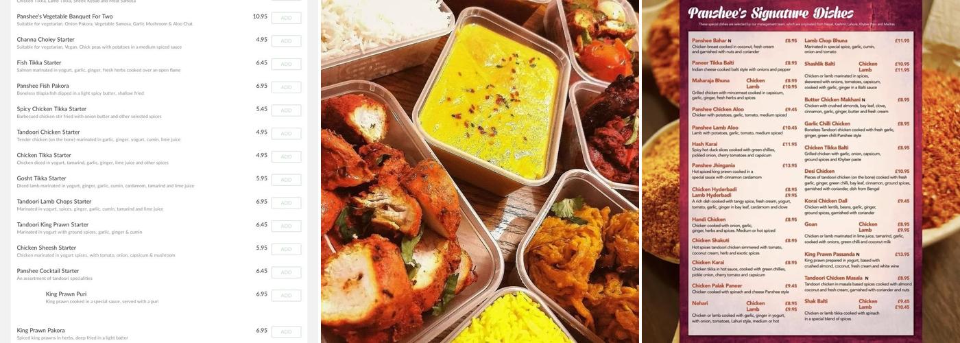 Panshee Swansea Menu