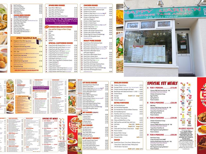 Happy Garden Chinese Takeaway Menu