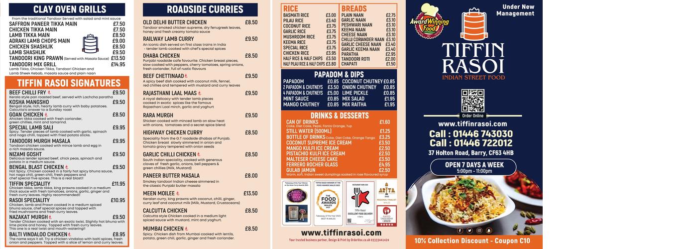 Tiffin Rasoi Menu
