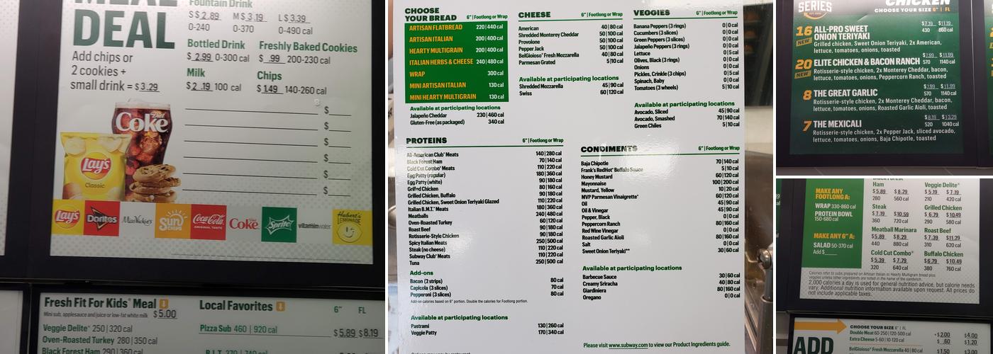 Subway Menu